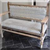 F01. Upholstered painted bench. 39”h x 50”w x 22”d 